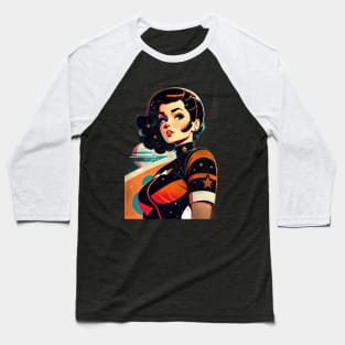 Space Pin Up Girl Baseball T-Shirt